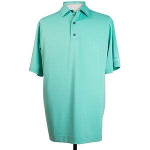 Footjoy Prodry Mens L Turquoise Golf Polo Short‎ Sleeve Shirt Polyester